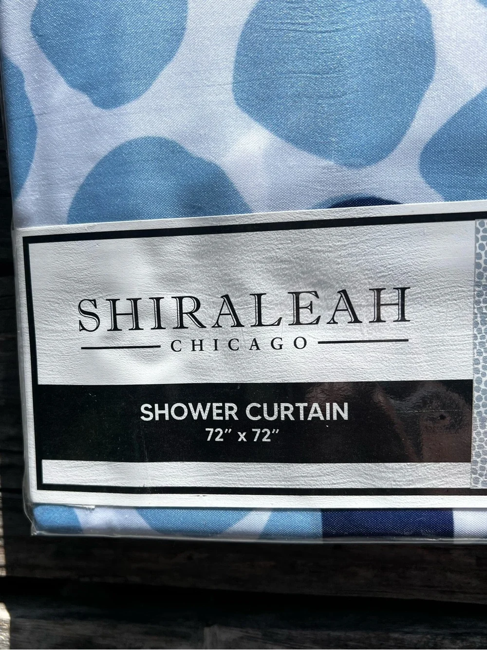 🚿NEW w/tags Shiraleah SPLASH Shower Curtain White Blue Fabric 72x72